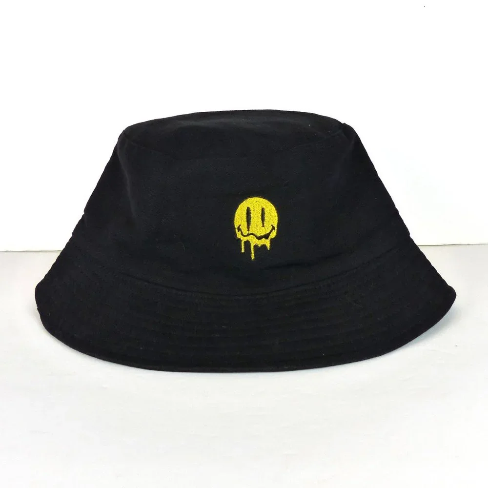 Eighty Eight Embroidered Melting Face Bucket Hat Adult One Size Black Reversible